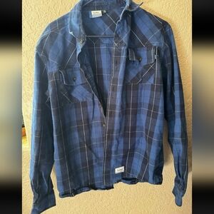 Cookies Men’s Long Sleeve Royal Blue Flannel Shirt Button Up Size M
